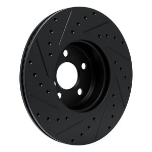 BMW 430i xDrive Gran Coupe Brake Rotor (1) - Front Left - R1 Concepts - Drilled & Slotted - Black - `18-`25